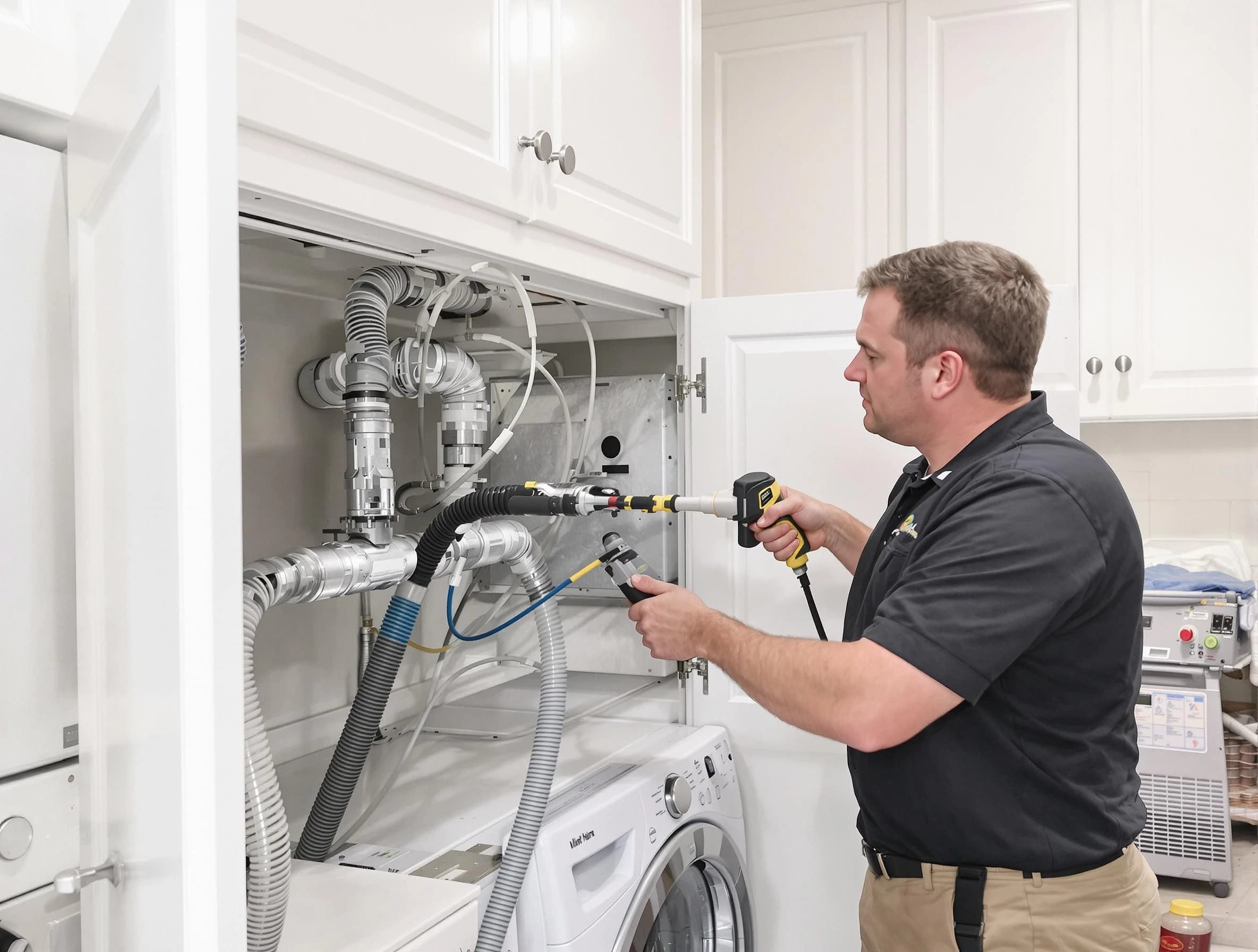 Beverly Dryer Vent Cleaning professional removing severe blockage from a clogged dryer vent in Beverly