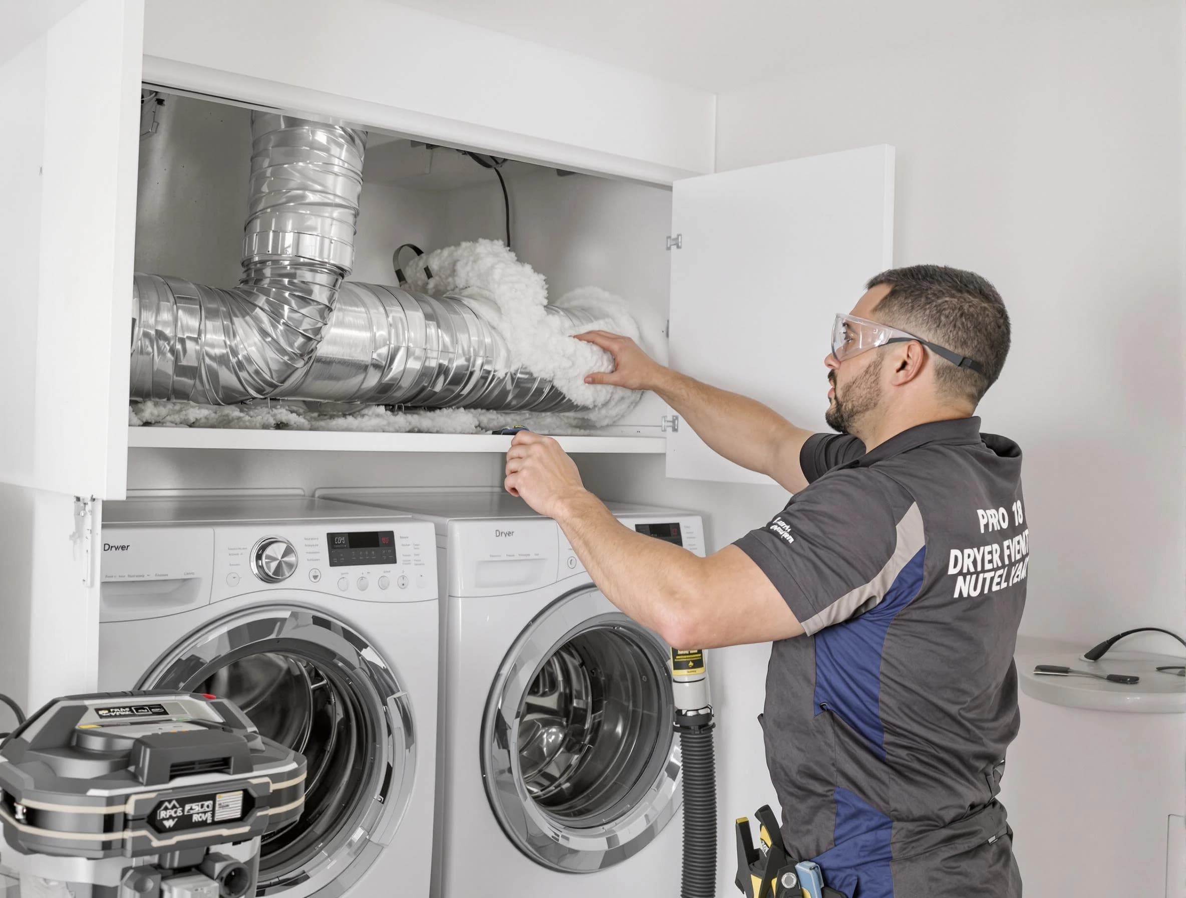 Beverly Dryer Vent Cleaning certified technician performing specialized gas dryer vent cleaning in Beverly