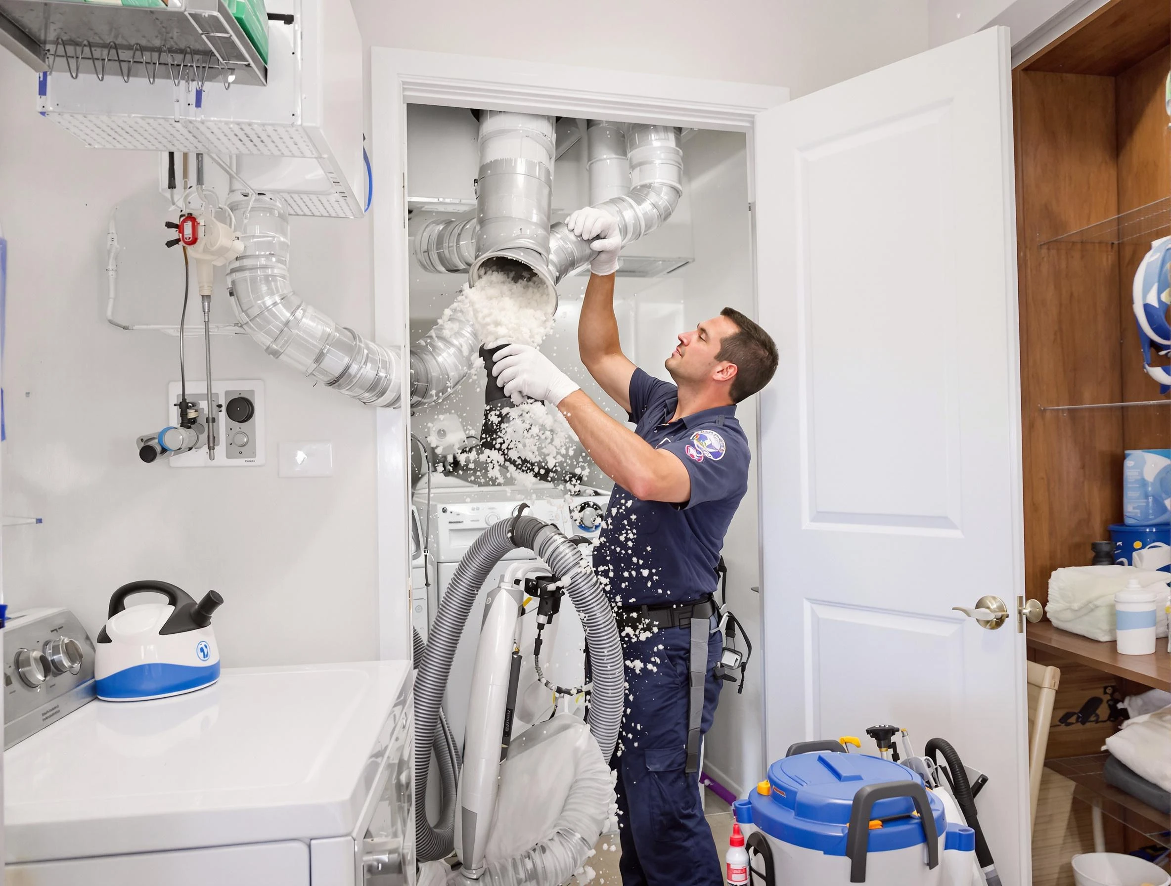 Beverly Dryer Vent Cleaning technician delivering thorough residential dryer vent cleaning service in Beverly